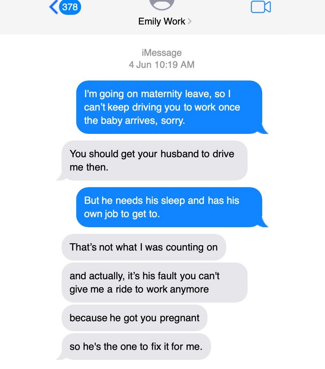 My Coworker Wants My Husband to Drive Her to Work While I’m on Maternity Leave — That’s Not Even the Craziest Part