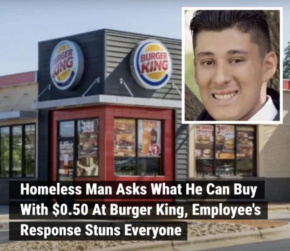 This Burger King employee had no idea he was being watched by other people in the restaurant when he responded to the homeless man’s question but he stuned everyone 😱😱 Watch it in comment👇👇